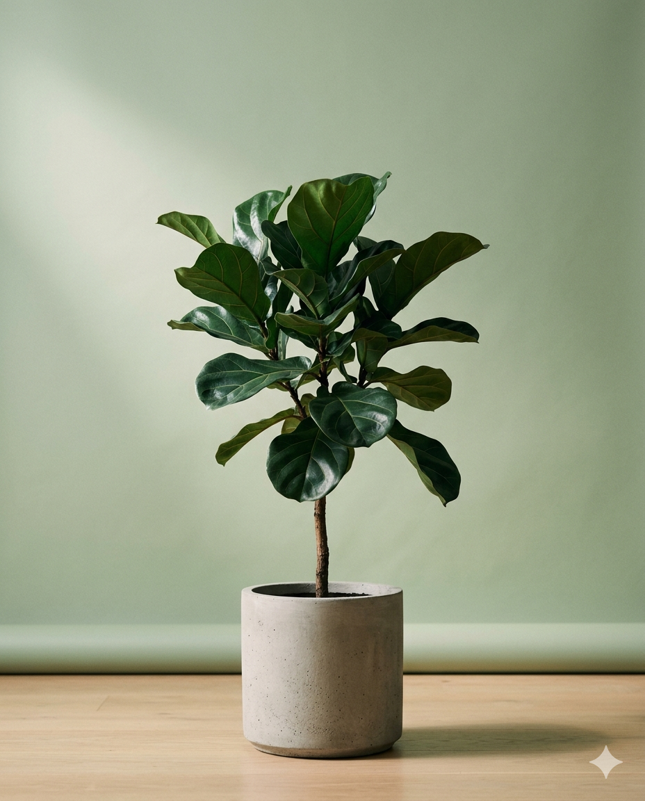 Fiddle leaf fig in a matte concrete pot